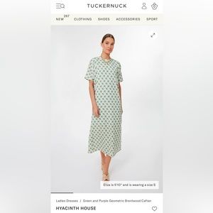 HYACINTH HOUSE TUCKERNUCK XL Green and Purple Geometric Brentwood Caftan